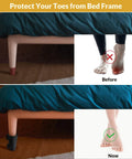 Kick Those Painful Toe Bumps To The Curb With Hella Padded Eva Bed Frame Leg Covers And Tough Toe Savers That Stop Foot Bruises While You Chill All Night Four Pack, showing before and after toe protection.