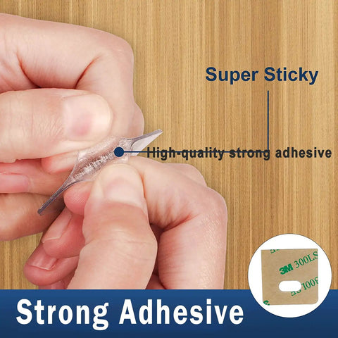 Close-up of hands showing strong adhesive on Clear Vertical Blind Repair Tabs 32 Piece Set No Sweat Diy Fixers For Cracked Slat Replacement.