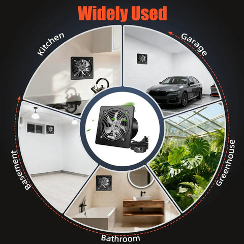 Beefy 8 Inch Wall Mount Exhaust Fan With Speed Controller Delivers 700 CFM At Up To 2600 RPM in various home settings