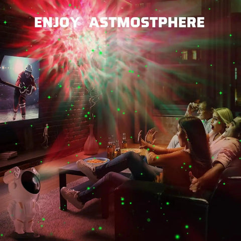 Family enjoying Galaxy Star Projector With Remote Control And Timing, 360 Degree Rotation Magnetic Head, Nebula Night Lights in living room