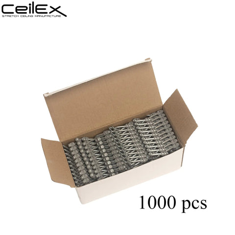 Open box of Heavy Duty Concrete Nails For BX4 Cordless Nailer 1000 Pack With Mixed Lengths Five Eighth Inch To One And A Half Inch