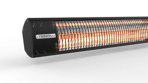 Electric Patio Heater With Remote Control 1500W Outdoor Infrared Wall Mounted, Quick Heat Up, close-up of heater elements