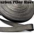 5m high density black braided carbon fiber cable sleeving for flexible wire management, coiled with 40 mm opening