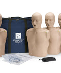 Pro Level CPR And AED Training Kit featuring four adult manikins in carry bag, practice aids for effective training.