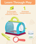Bug Bungalow Insect Catching Kit For Kids with mesh case, magnifying container, tweezers, and magnifier on display