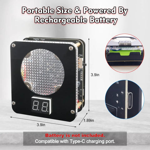 DIY Light Sensitive Shooting Target Kit For Soldering Practice with digital counter, 3.9x1.89in, black with Type-C port visible
