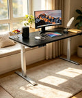 Rock Solid Dual Motor Electric Standing Desk With Smooth Height Adjustable Sit And Swap Frame built tough in modern office setting.