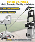 14 Inch Pressure Washer Surface Cleaner With Four Wheels And Quick Plug Stainless Steel Housing 4000 PSI Heavy Duty Attachment