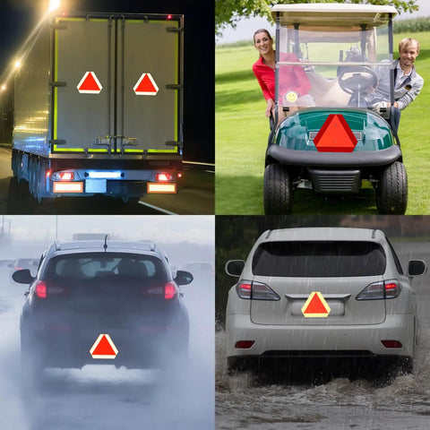 Tough As Nails Slow Moving Vehicle Sign 14x16 Inch Triangle Safety Sign used on trucks, golf carts, cars in various conditions.