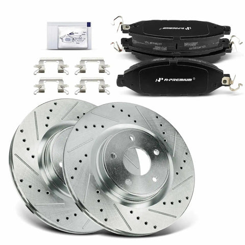 12.6 Inch Front Drilled And Slotted Disc Brake Rotors With Ceramic Pads Kit Beefed Up 6 Piece Set Fits Nissan Murano Pathfinder Infiniti