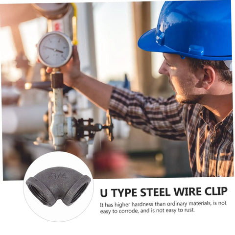 Heavy Duty Iron Hose Connectors 6 Pack Elbow Fittings For Industrial Use Black Couplings shown in a maintenance setting with a worker
