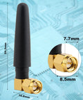 433MHz Omnidirectional SMA Male 3dBi Thumb Antenna dimensions on circuit board background
