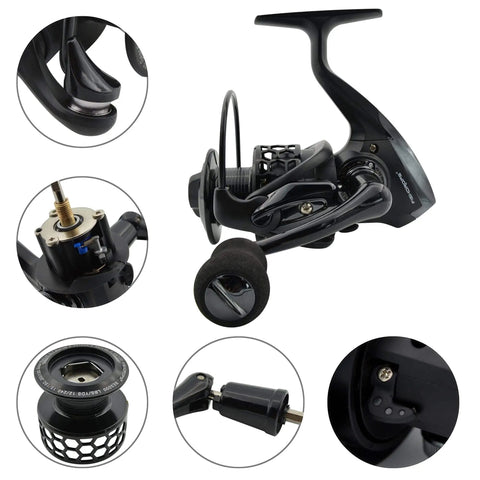 Ultra Lightweight Spinning Fishing Reel With 12 Plus 1 Ball Bearings, One Way Clutch, Anti-Reverse, Carved Aluminum Spool