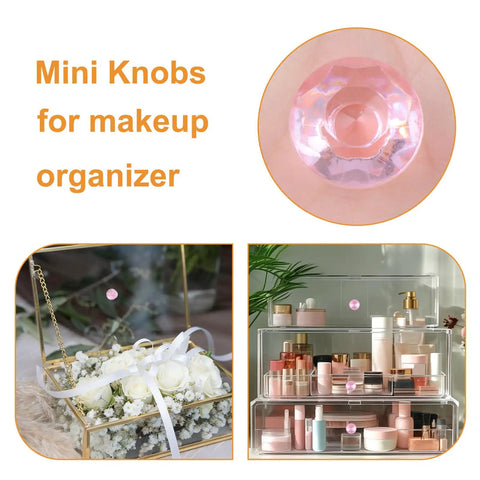 Mini Acrylic Pull Knobs 24 Pack Diamond Shaped Self Stick No Drilling Pink DIY Friendly Decorative Handles
