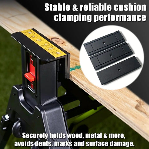 3 Pack Replacement Rubber Jaw Pads For Jawhorse RK9000 RK9002 RK9003 shown on a clamping workbench with wood