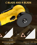 Mini Pneumatic Chamfering Tool With Ten C And Ten R Blades Steel Beveler Machine showing C and R blades with angle settings.