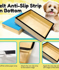 Two Piece Connectable Wooden Dog Training Platform Set With Non Slip Foaming Surface and puppy illustration