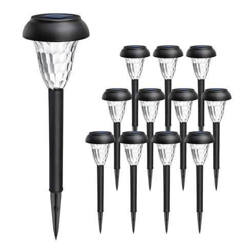 12 Pack Solar Lights Outdoor Waterproof IP65 Cool White Pathway Landscape Lighting for Garden Patio Yard Walkways