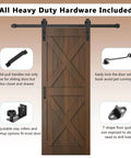 6 Ft Heavy Duty Sliding Barn Door Hardware Kit With Track Rail And Quiet Smooth Operation installed on wooden door.