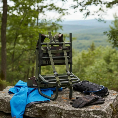Lightweight Aluminum Backpack Frame For Hiking And Mountaineering, External Load Bearing Pack Frame With Camouflage Backing, Durable Gear For Climbers 