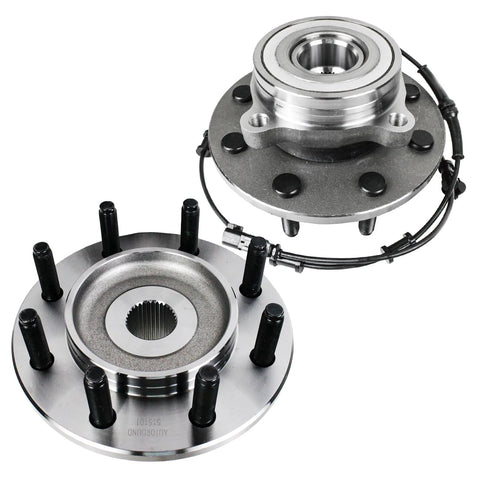 Front Wheel Bearing And Hub Assembly 8 Lug 4WD With ABS Pair For Dodge Ram 1500 2500 3500 2006 To 2008 front and back view