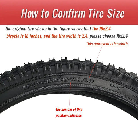 Guide on confirming tire size for 18 By 2.4 Inch Bike Tire Replacement Outer Tire For BMX MTB And Road Bikes Durable Wear Resistant