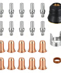 23Pcs Plasma Cutter Torch Consumables Kit with swirl ring, retaining cup, and 1.1mm nozzles for Cut55, Mpcut60.