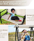 Two Seat Outdoor Patio Swing Chair With Adjustable Canopy Removable Cushions Sturdy 600 Lb Frame For Backyard