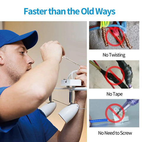 Pro Grade Push In Wire Connectors 2 Pin Spring Quick Splice White Wiring Terminal 120 Pack used for quick lighting installation.