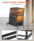 Beast Of A Folding Chair Dolly That Hauls 25 Chairs, 300 Lbs Capacity, L Shape Vertical Rack, Heavy Duty Metal Cart With Rubber Wheels, Multi Function Chair Holder, Matte Black.