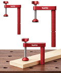 Beefed Up Heavy Duty Bench Dog Clamp Set Of Two with Adjustable Height and Extended Long Handle in woodworking setup
