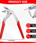 Professional Grade Dead Simple Car Clip Pliers And Panel Removal Tool For Rides Safely Yanking Plastic Fasteners Push Pins And Door Trim Without Marring Dashboards Or Bumpers Daily dimensions displayed with red rubber grips.