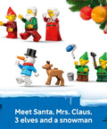 Ultimate Holiday Advent Calendar Set For 2026 Featuring Twenty Four Sweet Mini Surprises And Rad Brick Pieces Designed For Kids Five Plus shows Santa, 3 elves, a snowman and a reindeer.