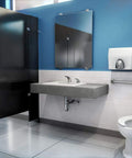 M-Power Sensor Flush Valve For Commercial Restrooms One And A Half Inch Water Closet Retrofit Chrome Model 8310SR35 With AccuSet Piston Tech Self Cleaning Filter Battery Powered Electronic Flush Valve Built Tough No Fuss installed above toilet in commercial restroom