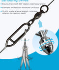 Ball Bearing Fishing Swivels With Quick Change Clips 29 Pack Slick Pro Grade Black Nickel Stainless Steel Snap Swivels Size 0 To 4 for lure rig