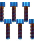 Straight Up Heavy Duty M6x20 Titanium Bolts Sick Burnt Blue Finish Solid Six Pack Set For Top Shelf Bicycle And Motorcycle weight saving upgrades.