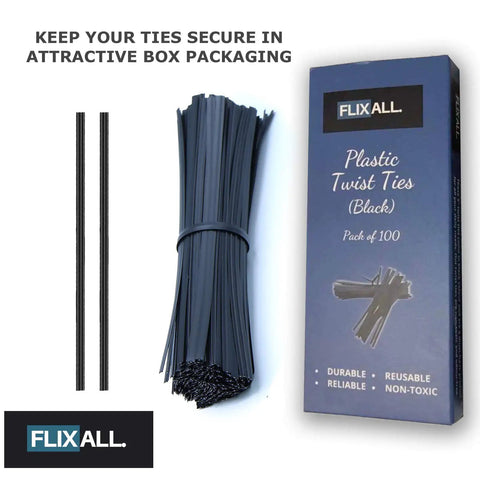 5 Inch Twist Ties Pack Of 100 Black Plastic Coated Reusable Tie Wraps For Bags, Cords, Wires, And Garden Projects