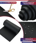 Beefy Closed Cell Neoprene Foam Sheet Roll For Soundproofing And Thermal Insulation Waterproof Shock Absorbing Rubber Padding on a surface.