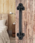 Rustic 9 Inch Cast Iron Sliding Barn Door Handle 2 Pack Black Vintage Gate Pull For Interior Doors Cabinets Drawers Outdoor Garage Closet