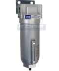 Beefy Inline Air Filter With Water Trap, 5 Micron Filtration, Auto Drain, Metal Bowl, One Half Inch NPT Connection, wall-mounted view