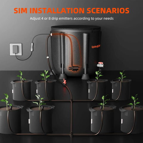Auto Drip Irrigation System Kit With 13 Gallon Bucket, 25W Water Pump, Low Water Level Sensor in grow tent setup