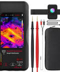 Thermal Imaging Multimeter With Macro Lens And Date Recorder 428x320 IR Resolution 15 Palettes 20000 Counts, accessories visible