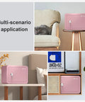 Pink Home Safe Box For Kids And Money on shelf, compact lock box with key, mini safe for home security, discreet and stylish design