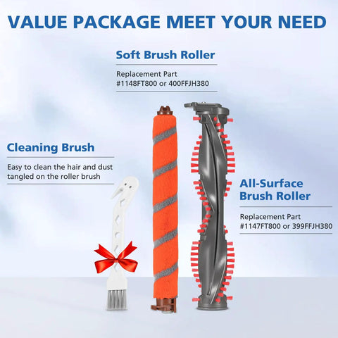 Brush Roller Replacement Kit For DuoClean Vacuum Cleaners NV800 NV800W NV801 NV801Q NV803 UV810 HV380 HV380C display with brushes