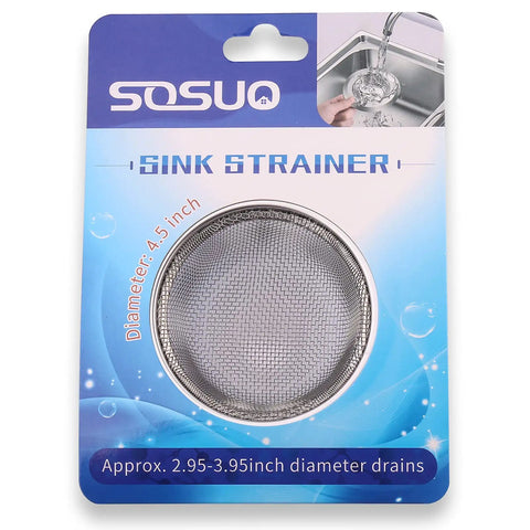 Rock Solid 2 Pack Kitchen Sink Strainer Set No Sweat Stainless Steel Drain Filter With Wide Rim 4.5 inch size for durable food catching.