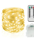 Grab These Super Cool Battery Operated Fairy Lights With Remote For Your Holiday Setup Featuring 33 Feet Of 100 LED Dimmable Twinkle String Lights Complete With Timer Waterproof Copper Wire Ideal For Bedroom Christmas Tree And Indoor Outdoor Decor In, coiled with remote and battery pack