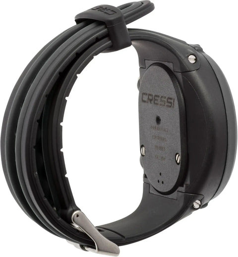 Side view of Nepto Freediving Watch Computer With Ultra Compact 48mm Case And 35mm High Contrast Display Taravana Protection