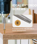 Deck Screws No 8 One And A Half Inch T25 Torx Drive Flat Head Wood Screws Tan shown with drill on wood