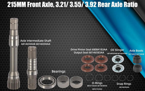 Heavy Duty Front Differential Axle Intermediate Shaft Kit Fits 2012-2021 Dodge Ram 1500 showing axle intermediate shaft and components.