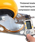 Measuring thickness of Heavy Duty Swivel Caster Wheels With Top Plate And Brake For Furniture, showing galvanized bracket durability.
